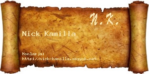 Nick Kamilla névjegykártya